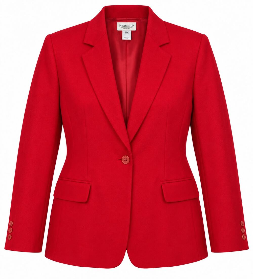 Vintage Pendleton 1980s 1990s Red Wool Blazer Classic Preppy Power Dressing